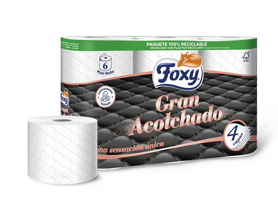 Papel higiénico 3 capas Seda Foxy 4 rollos.